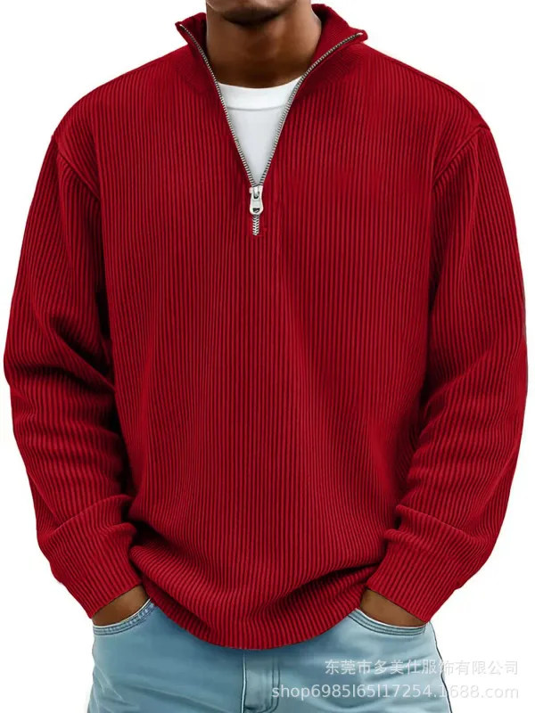 Panlalaking Autumn Winter Stand-Collar Zip-Up Sweatshirt Loose Long Sleeve Casual Daily Outdoor Fashion Trendy Panlalaking Panlabas na Kasuotan — image 7