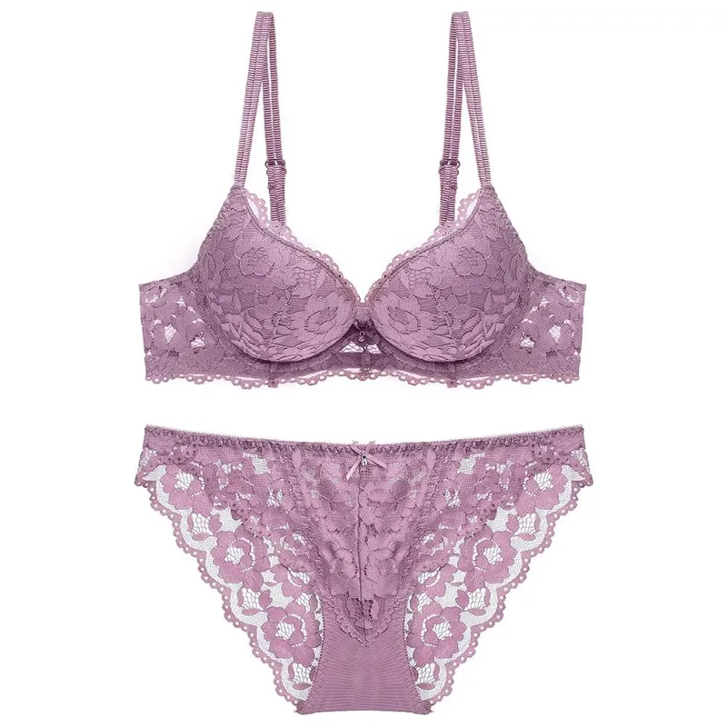 Fashion Mesh Lace Flower Bra Bowknot Non Slip Bra Panties Set Lingerie Intimates Seamless Underwear Set Summer — image 11