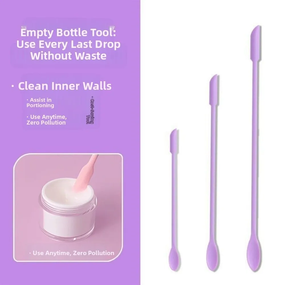 3pcs Portable Mini Silicone Scraper Double-head Soft Cosmetic Digging Spoon Lengthened Jam Scraping Spoons Makeup Brushes Set — image 4