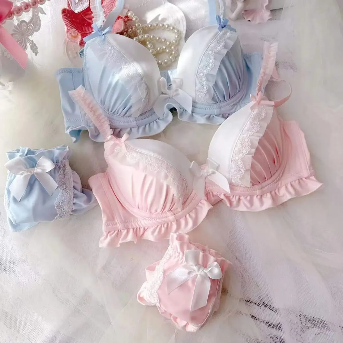 Bordado push up lingerie feminina copos finos estilo universitário estudante sutiãs meninas bonito reunido sexy conjunto de sutiã — image 3