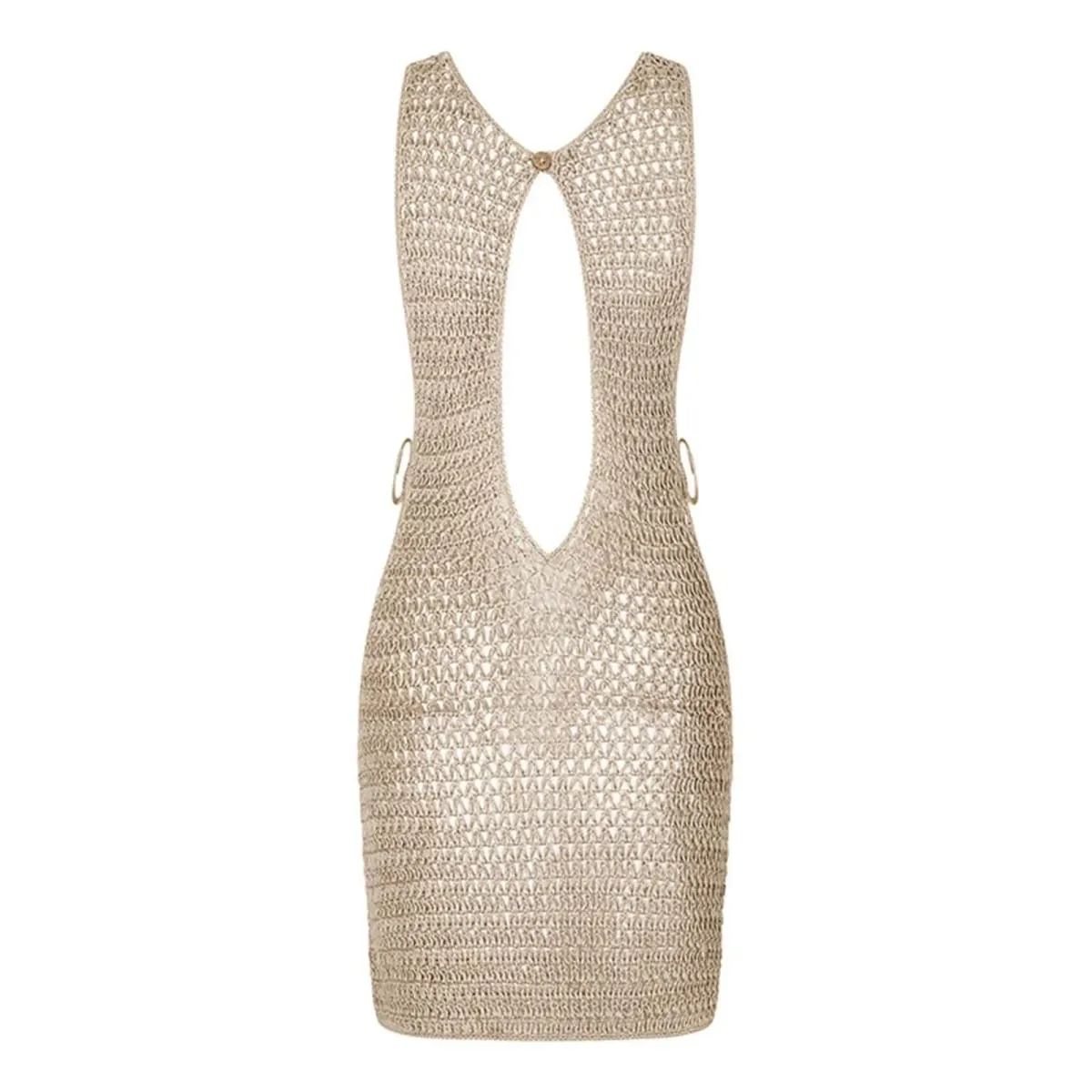2025 sexy corte de crochê malha vestido de praia mulher verão sem costas túnica praia cover ups vestido curto beach wear feminino maiô — image 6
