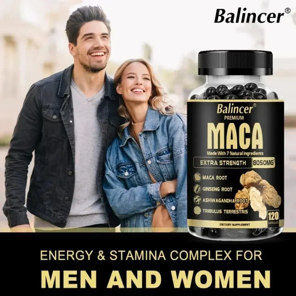 7in1 Premium Maca Root Capsules with Ashwagandha Ginseng and More - Nergy Performance and Mood Support