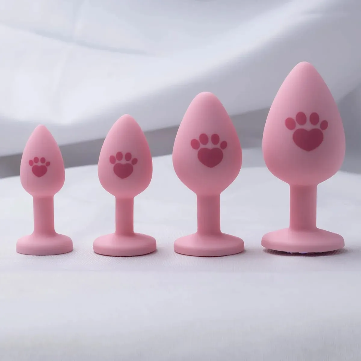 New 4 Sizes Cat Paw Silicone Anal Plug Pink Butt Plug Crystal Base Anus Dilator Expander Sex Toys For Woman Men Prostate Massage — image 3