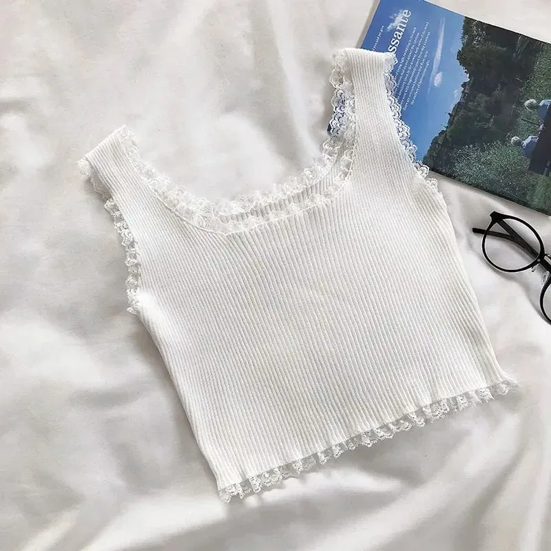 Tank Tops Women Plain Lace Up Crop Tank Top For Women Basic Solid Sexy Crop Tops Square Neck Plain Crop Tops — image 7