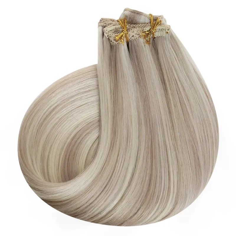 VeSunny Clip In Hair Extensions Human Hair 8 PCS Weft 140G-160G Hair Remy Hair Full Head Clip In Hair Extensions 8 PCS Weft