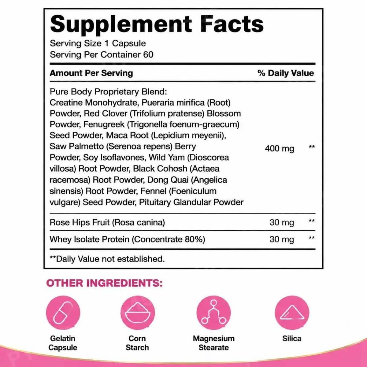 Docteat Body Butt & Breast Formula Capsules Helps Increase Energy and Supports Mental Focus with Creatine and Whey 60 Capsules — image 3