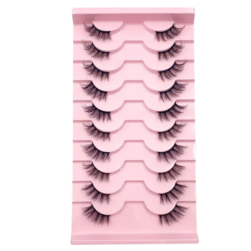 3D Cat Eye Lashes Half Eyelashes 10Pairs Half Lashes Natural Clear Stem False Eyelash Extension Makeup Faux Cils maquiag — image 21