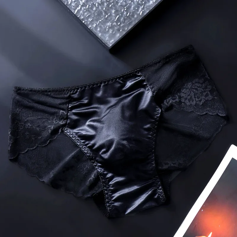 Män Spetstrosor Seamless Ice Silk Trosor Underkläder 3D Bulge Pouch Låg midja Gay Trosor — image 10