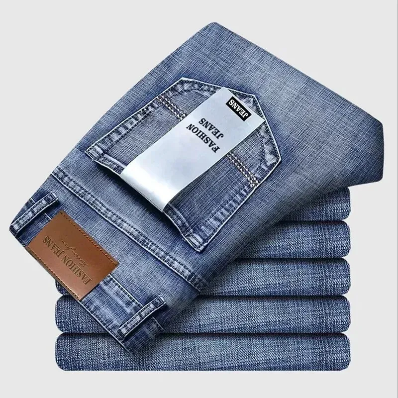 2026 Top Brand Washed Jeans Trousers Four Season Men's High Quality Jeans Business Casual High Waist Denim Pants — image 9