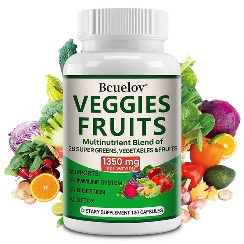 1350mg Fruit and Vegetable Supplement - 28 Complex Nutrients - Boosts Digestion Detoxification and Immune Support — image 2