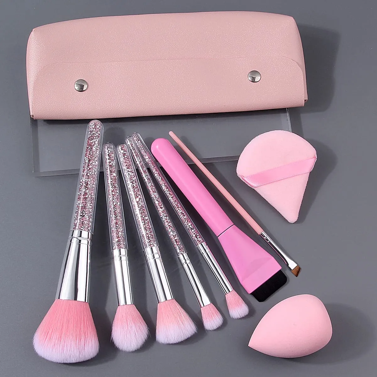 10/12/15/17pcs Professional Rhinestone Handle Makeup Brushes Set with Storage Bag Beauty Sponge Powder Puff for Face Eyes — image 5