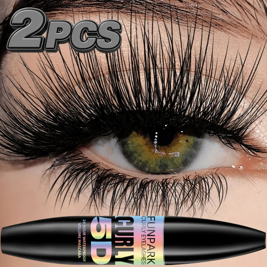 2 Chiếc 5D Mắt Mascara Màu Đen Chống Thấm Nước Làm Dài Lông Mi Nối Dài Tơ Mascara Lâu Dài Trang Điểm Mắt Cho Phụ Nữ Đựng Mỹ Phẩm Làm Đẹp Hàn Quốc — image 5