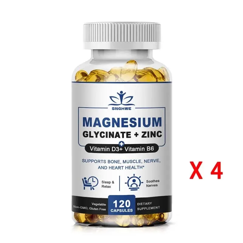 Magnesium & Zinc Capsules for Muscle Joint Bone Enzyme & Heart Health Rest &Relaxation Magnesium Glycinate Supplement