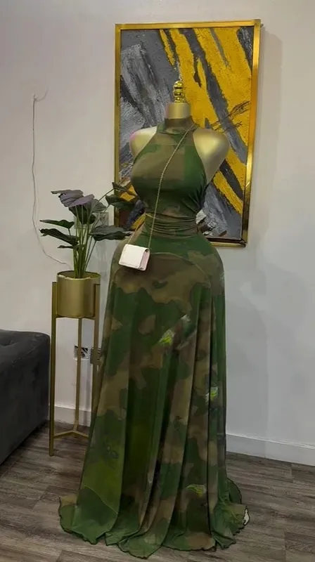 Feminino impresso sem mangas com faixas ajuste e alargamento a linha maxi vestido 2026 streetwear praia férias vestidos longos — image 10