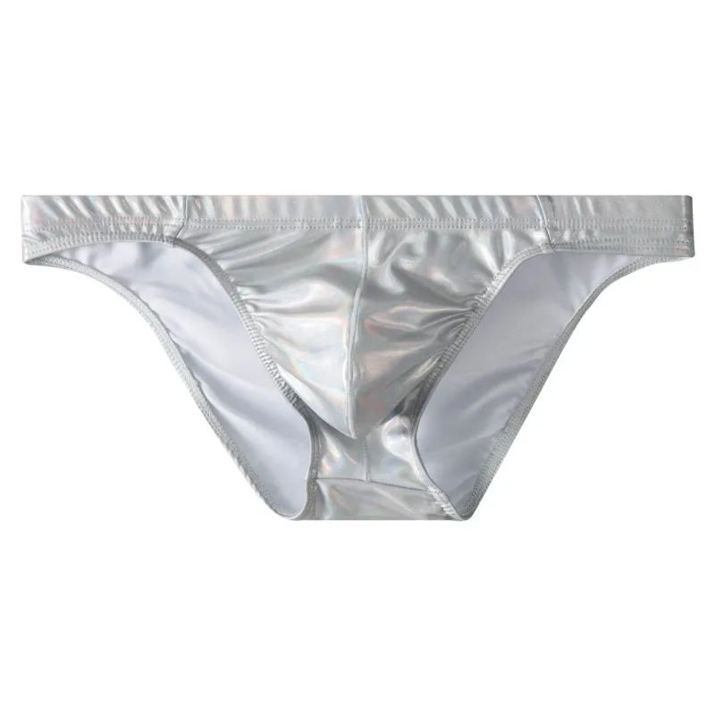 Metallic Shiny Briefs Men Low Rise High Stretch Slim Panties Laser Silver Gold U Convex Underpant Night Club Performance Knicker — image 9