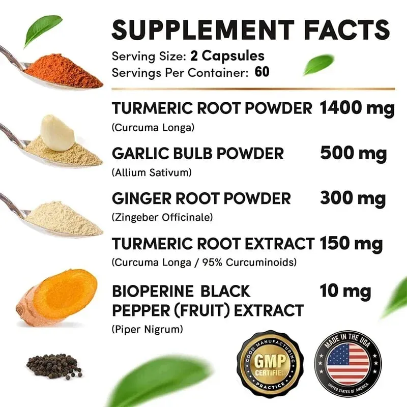 薑黃薑黃素與黑胡椒可實現最佳吸收最佳素食關節支持補充劑