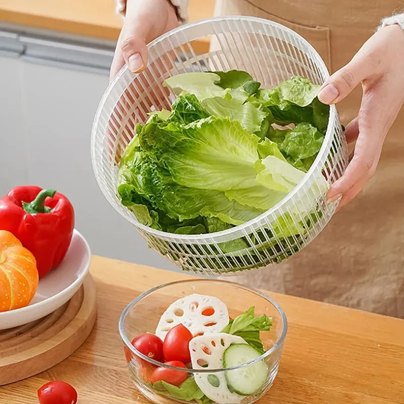 Salad Spinner Dryer Gulay Prutas Pagkain Drain Basket Dehydrator Mabilis na Paghuhugas ng Pagpapatuyo Manual Centrifuge Kusina Kagamitan sa Bahay — image 5