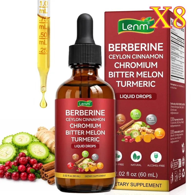 Lenm Berberine Liquid Drops with Ceylon Cinnamon Chromium Bitter Melon Turmeric for Metabolic Wellness Support 60ml 30 Servings — image 13
