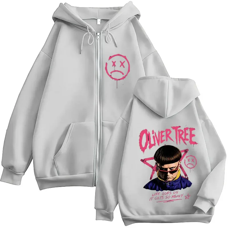 Rest in Peace Oliver Tree Zipper Hoodies Tribute Life Goes on 1993-2026 Memorial Men's Fashion Hip Hop Zip Up Hooded Sweatshirts — image 6