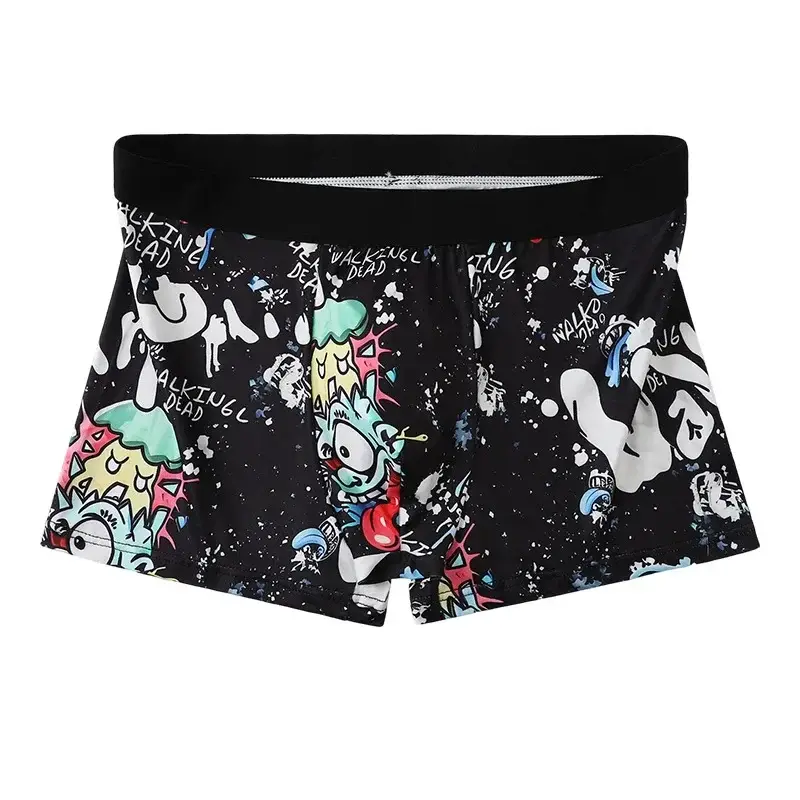 5PCS Random Men's Breathable Boxer Underwear with Colorful Graffiti Patterns Elastic Waistband Trendy and Fashionable Underwear — image 11