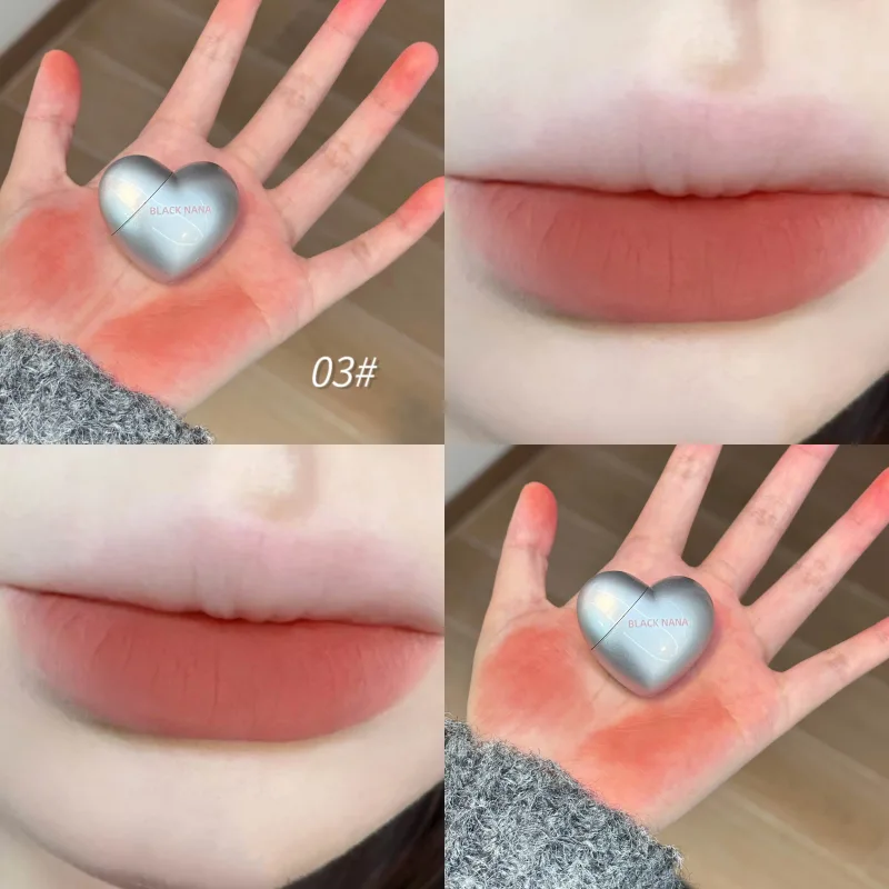 Mini preto prata coração veludo fosco batom labial lama gloss nude à prova d' água duradoura tonalidade labial maquiagem cosmética — image 11