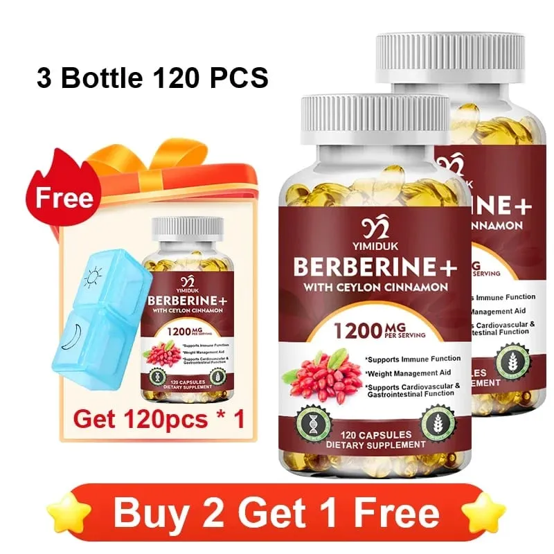 Berberine 1200mg Supplement understøtter AMPK-aktivering Sund glukosemetabolisme Immunitet og vægtkontrol for voksne — image 12
