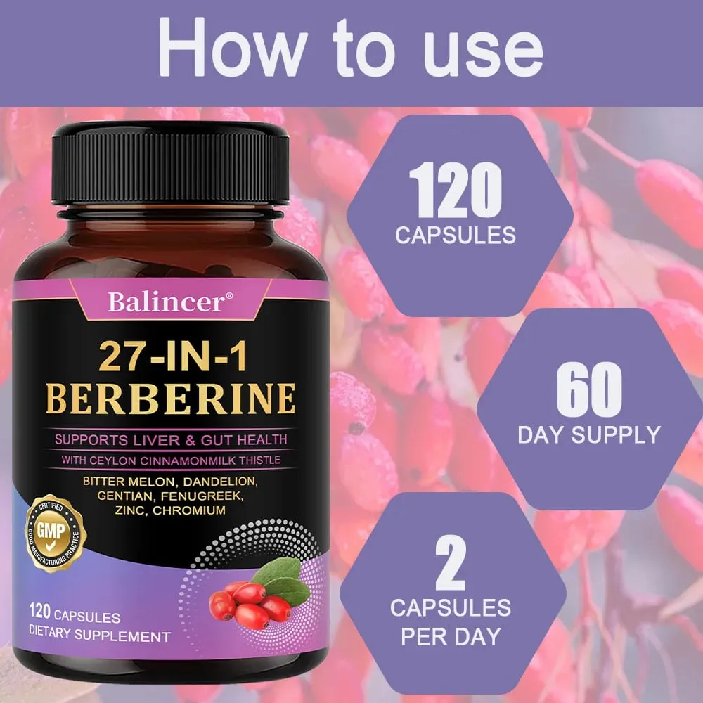 Berberine Dietary Supplement - with Ceylon Cinnamon Metabolism Healthy Weight Management Circulatory Health Immune System — image 6