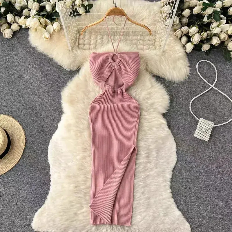 Yuoomuoo chique moda sexy pacote quadris divisão malha vestido de verão 2025 feminino magro elástico bodycon vestido de festa streetwear outfit — image 8