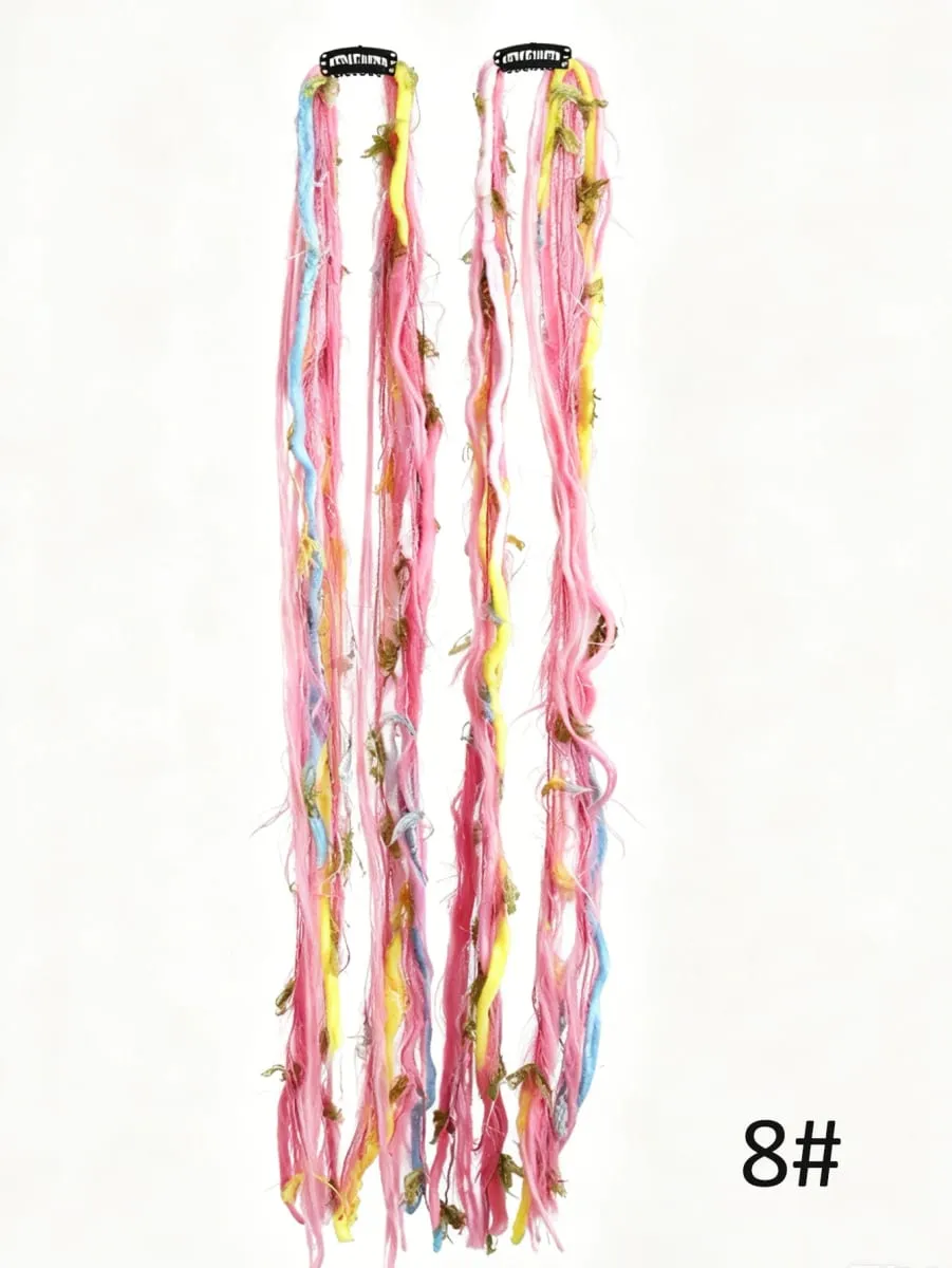 Colorful Hand Woven Braiding Extensions Hair Clip In Synthetic Wig Dreadlock Hair Pieces Hair Accessories for Women Daily Party