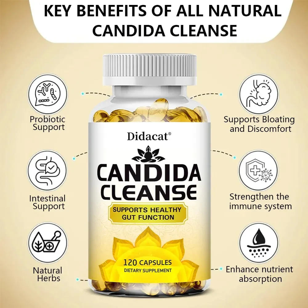 Candida Cleanse-Contient des herbes naturelles et des probiotiques pour soutenir une fonction intestinale saine et une santé immunitaire, adapté aux unisexes