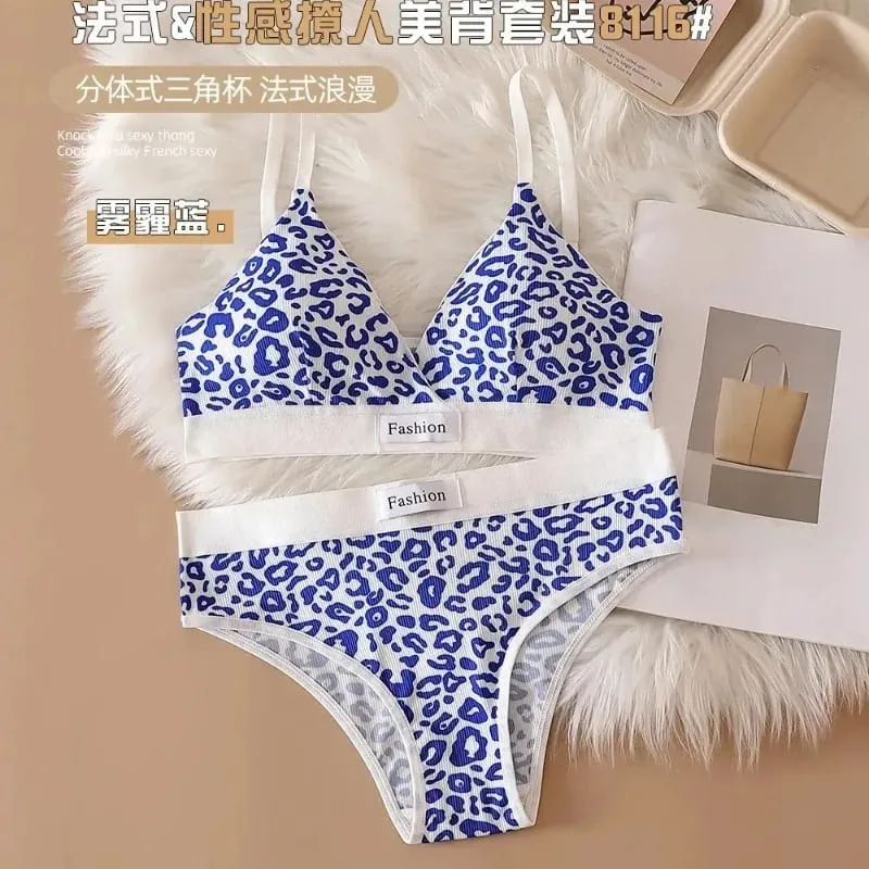 Summer New Women's Leopard Print Traceless and Steel Rim Bra Adjustable Shoulder Strap Back Women's Underwear Set — image 9