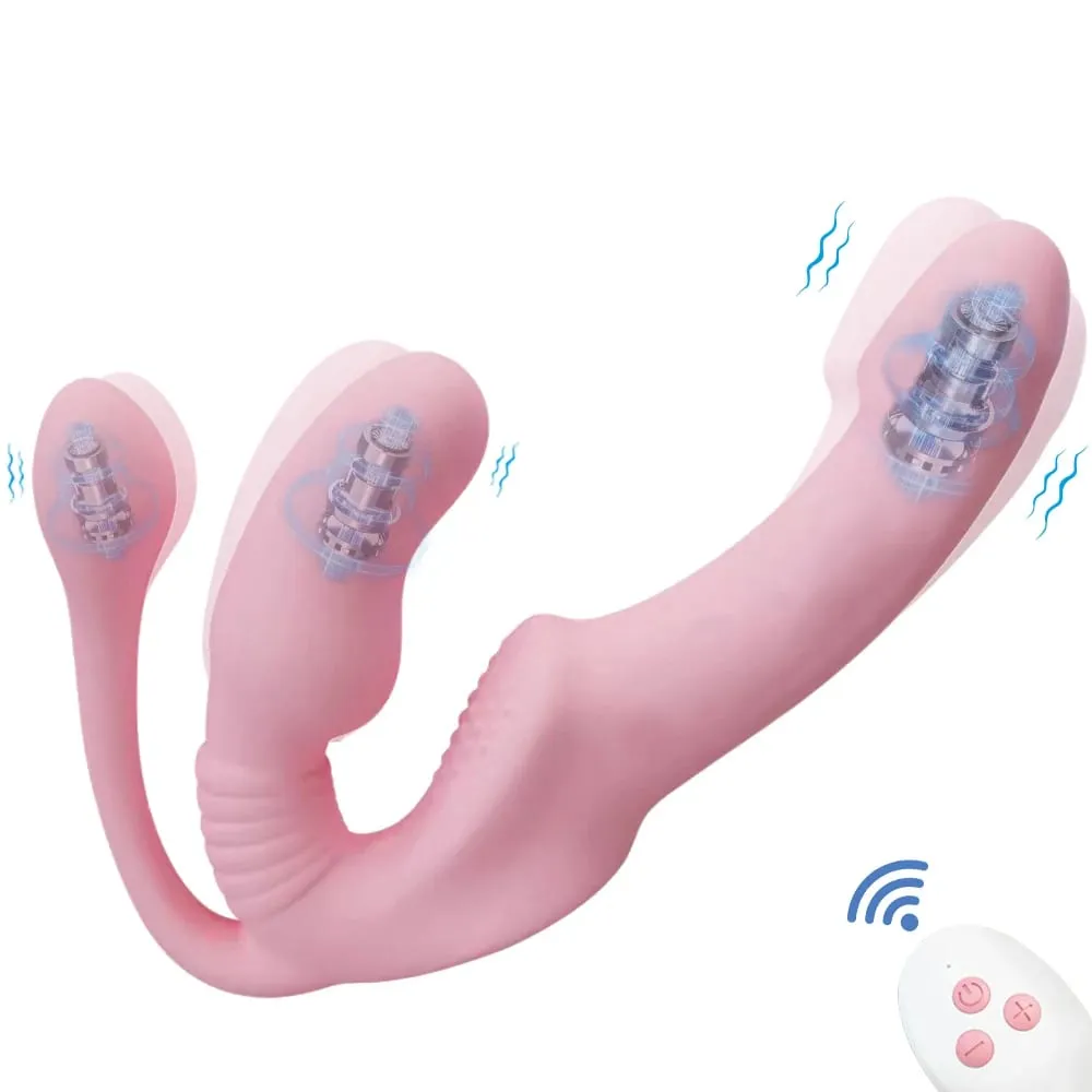 Strapless Strap on Dildo Vibrator Anal Plug Massager Lesbian 3 in 1 Vibrator G-Spot Stimulate Clitoris Sex Toy for Couple — image 1