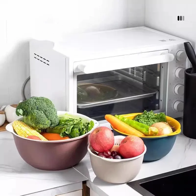 6PCS Kitchen Sink Vegetable Drainer Fruit Basket for Multifunctional 3 Size Stackable Washing Basin Vegetable Drain Basket Basin — image 5