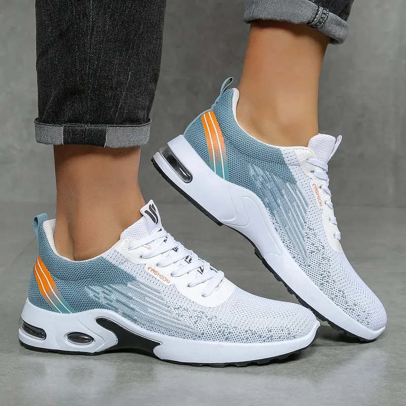 Men's Breathable Lace-Up Running Shoes Fei-Woven Mesh Casual Shoes Comfortable Air-Cushioned Men's Shoes Free Shipping Shoe