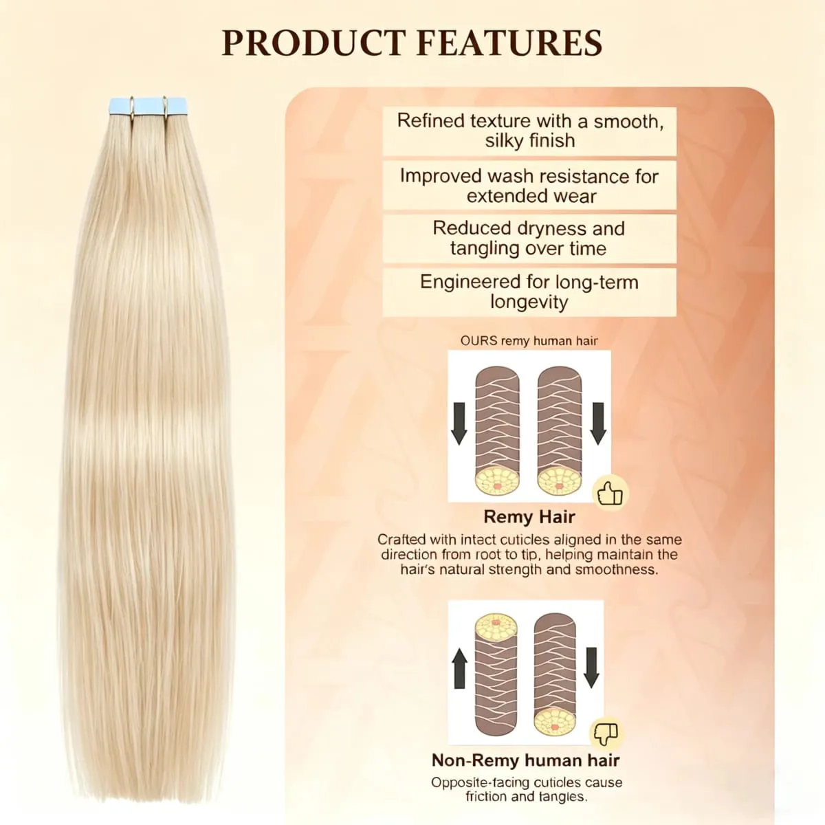 Bande Blonde dans les Extensions de cheveux cheveux humains platine #60 bande de trame de peau droite sans couture dans de vraies Extensions de cheveux humains 50G