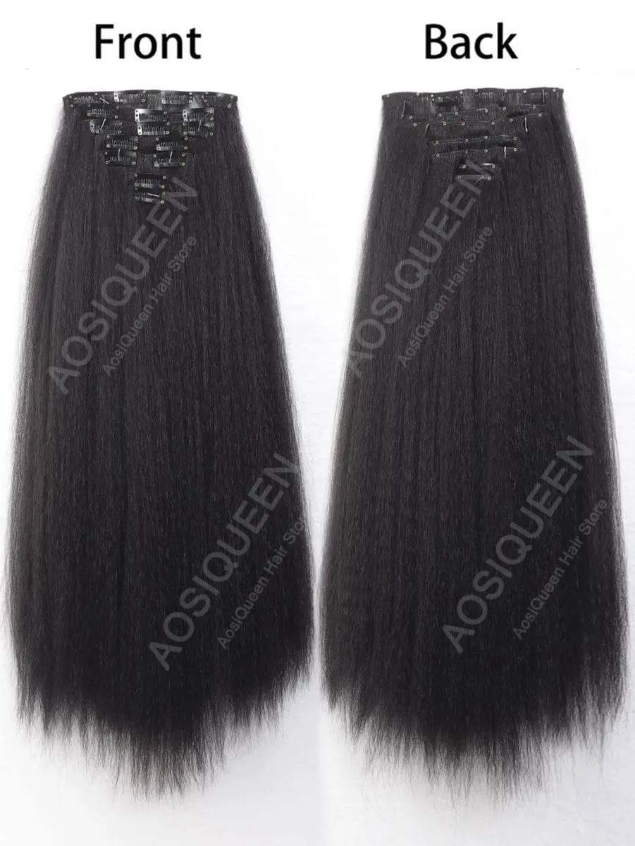 Synthetic 14/18/24inch Hair Yaki Clip In Hair Extensions Yaki Straight 7Pcs/set 16Clip-In Hairpieces For Black Women — image 2