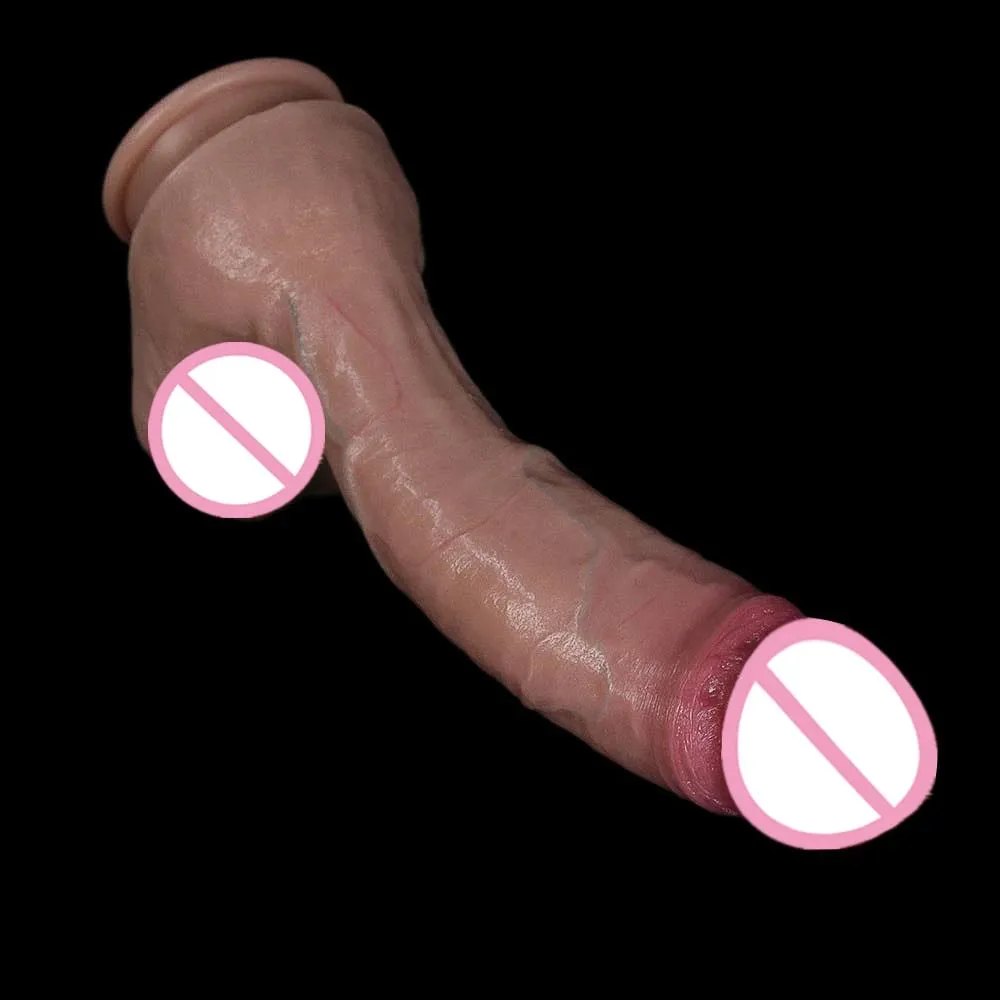XXL Wihte Silicone Realistic Dildo Soft Dick Suction Cup Penis Anal Sex Toys Women G-spot Stimulator with Curved Shaft and Ball — image 6