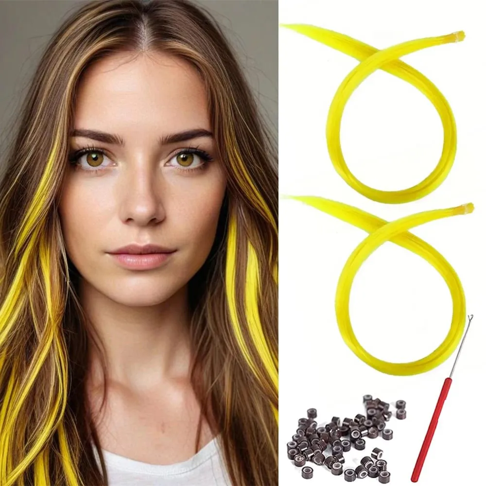 20 Strands Synthetic I-Tip Fusion Hair Extensions Party Colors 16" Straight Heat Resistant Highlight Feather Hairpieces Festival — image 11
