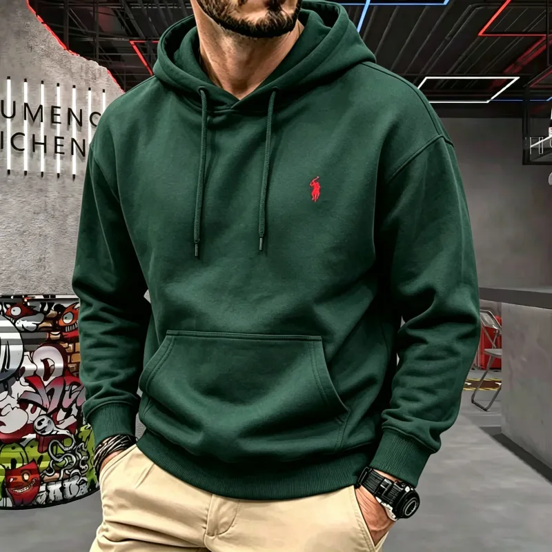 Haut de gamme pour hommes à capuche à manches longues 2026 automne-hiver luxueux à la mode cheval broderie haut de golf sweat à capuche décontracté vêtements pour hommes — image 7