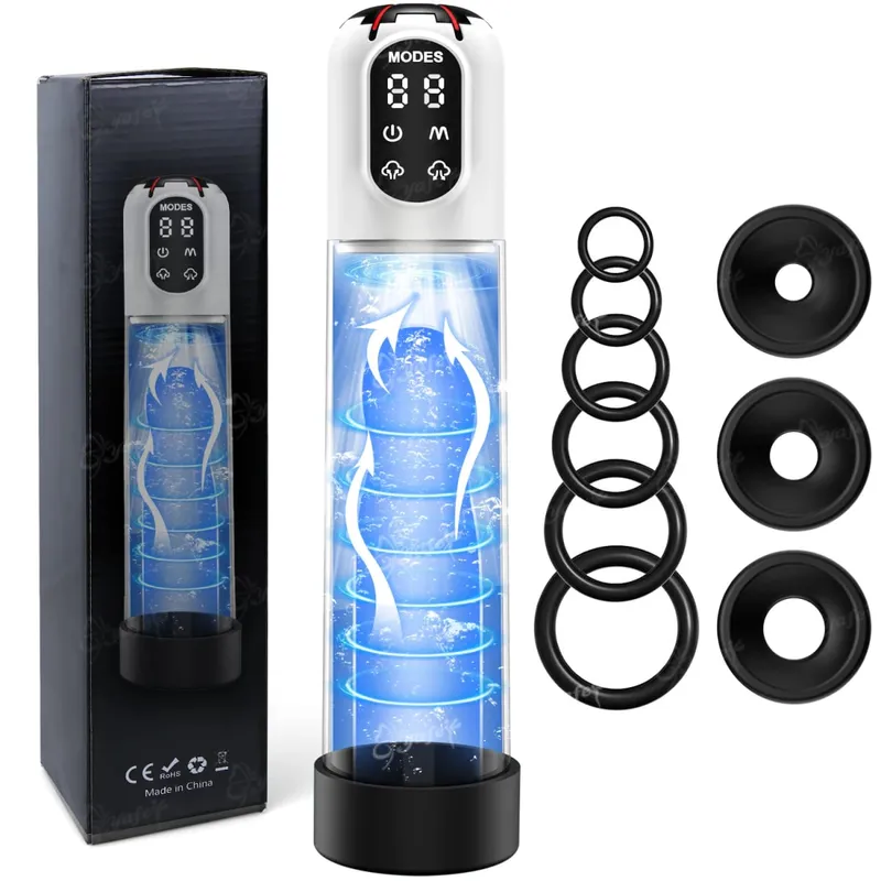 IPX7 Elektrisk penispump Vuxen sexleksaker Dick Enlarger för män Erektion Luft Vatten Extender 4 Träning 3 Sug Man Onani — image 9