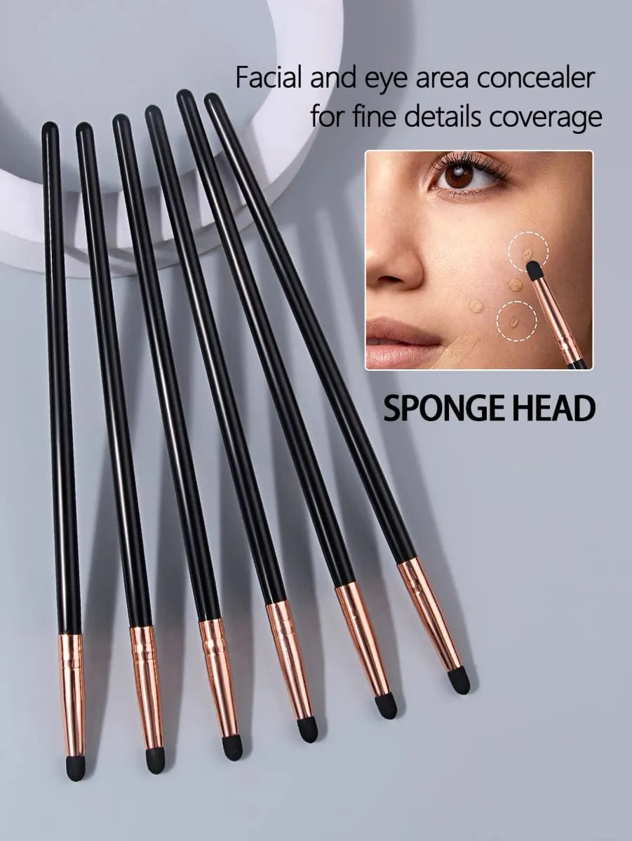 1Pc/6Pcs Sponge Makeup Brush Set Unisex Concealer/Eyeshadow/Tear Trough Brushes for Liquid & Cream Makeup Ideal Cosmetic Gift — image 3