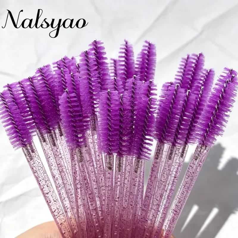 50 pçs escovas de cílios descartáveis extensão cristal sobrancelha escova rímel varinha cílios conjunto de ferramentas cosméticas maquiagem beleza — image 10