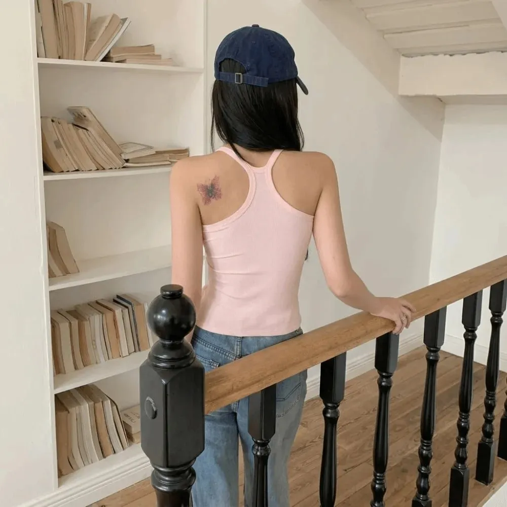 Wide Shoulder Straps Hollow Vest Comfortable H-Shaped Back Breast Small Camisole Slim Design Elastic Thin Tank Tops — image 5