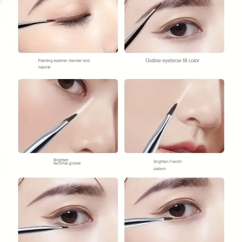 Ultra Thin Angled Flat Eyeliner Brush Sickle-Shaped Blade Brush for Eyebrow Under-Eye Smudger Precise Lower Lash & Winged Eyelin — image 3