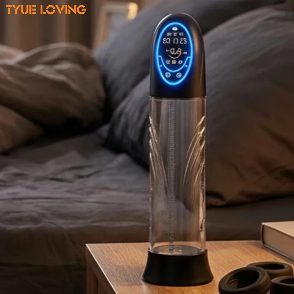 Elektrisk Penis Pump Ny LCD Penis Förstoring Förläng Pump Penis Trainer Sugande Manliga Masturbatorer Cup Dick Pump Sexleksaker för män — image 3