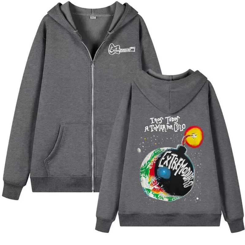 Rock band extremoduro tour 2026 zip up hoodies moda masculina gótico velo sweatshirts casacos de grandes dimensões com capuz com zíper streetwear — image 3