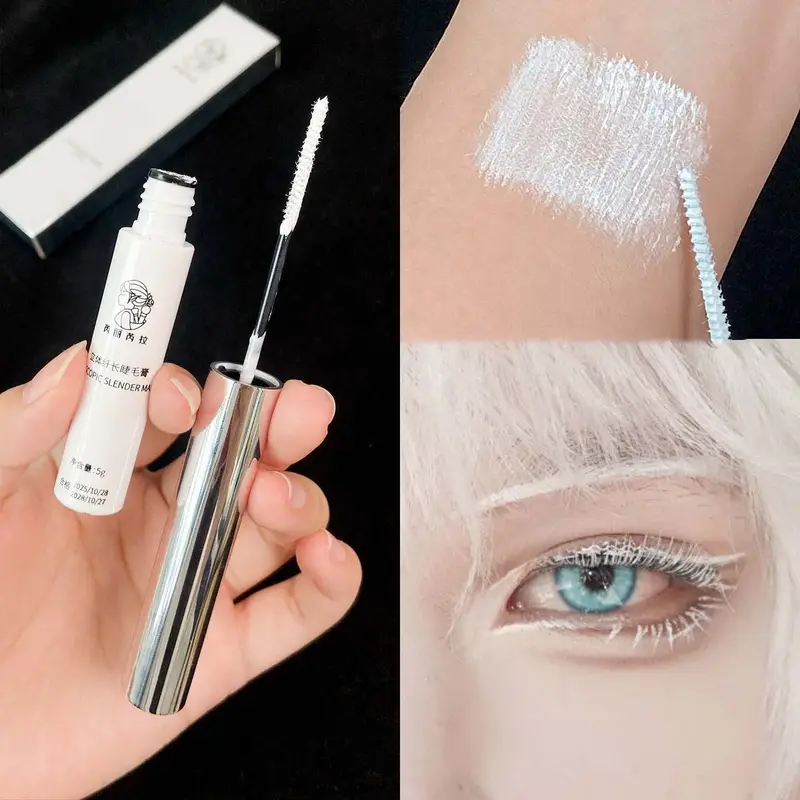 3D Lengthening White Lash Mascara Waterproof Multifunctional White Eyebrow Dye Cream Cosplay Stage Party Eye Makeup Tools