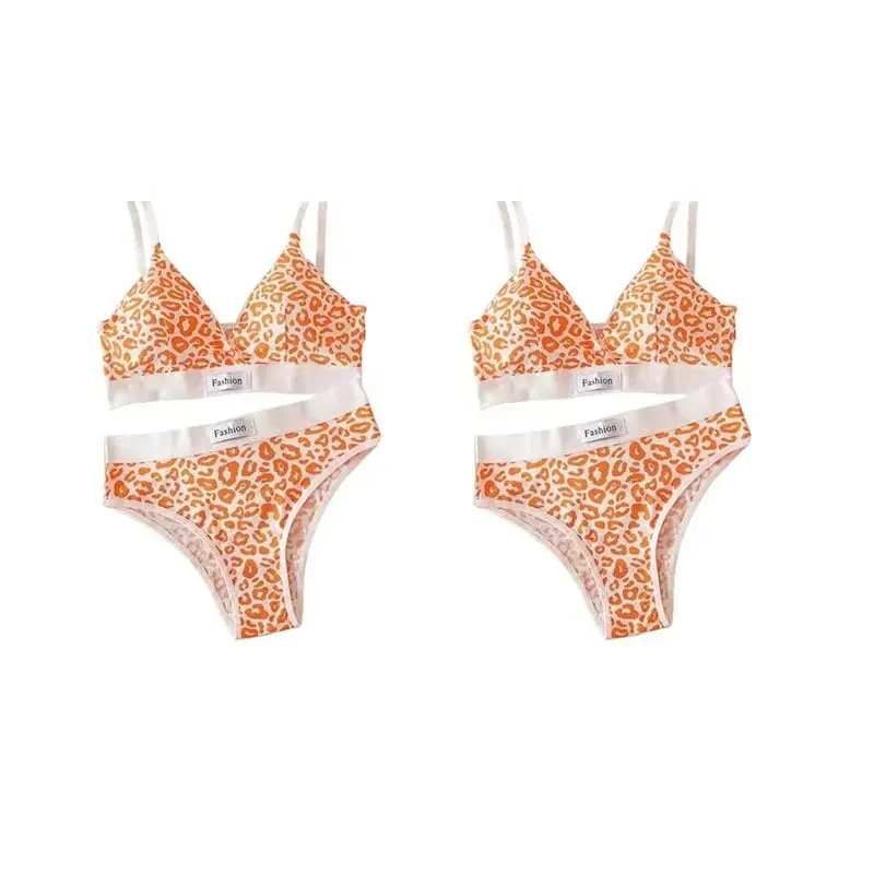 1/2/3set Women V-Neck Bra And Panties Set Low Waist Panties Female Sexy Lingerie Set Leopard Print Cotton Bra Sport Underwear — image 15
