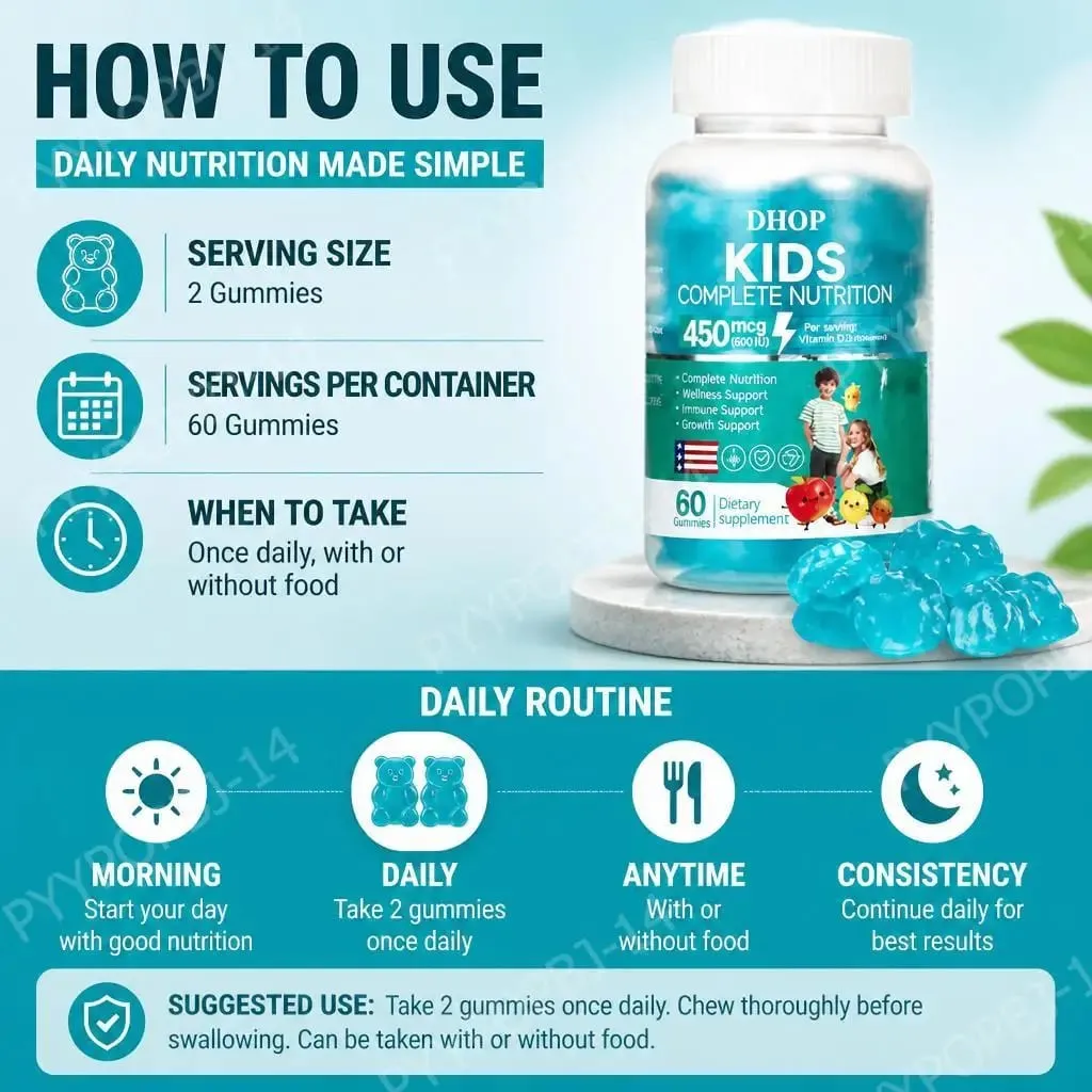 Kids Complete Nutrition Gummies with Vitamin D3 Zinc and Iodine for Immune Support and Growth Support Daily 60 Gummies — image 7