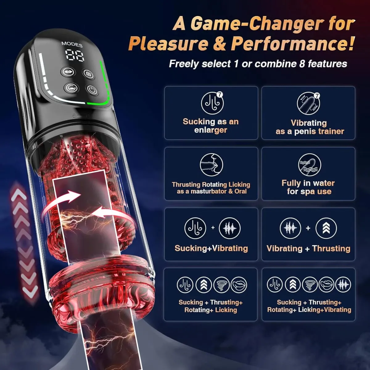 Automatic Thrusting Rotating Male Masturbator Licking Stroker Sucking Blowjob APP control Pennis Pump Adult Sex Toys For Men — image 5